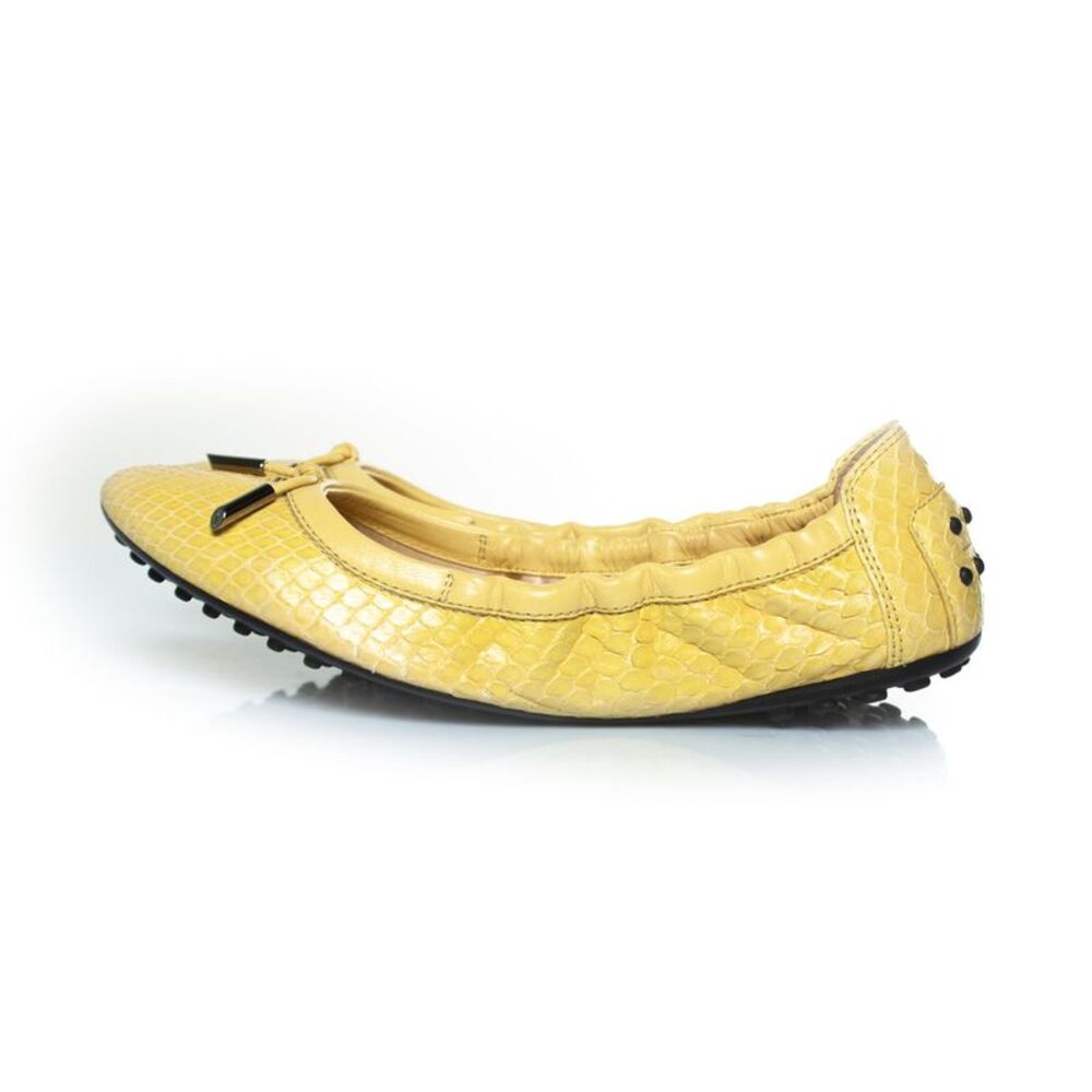 Tod’s Yellow Python Leather Ballerina Flats - image 2